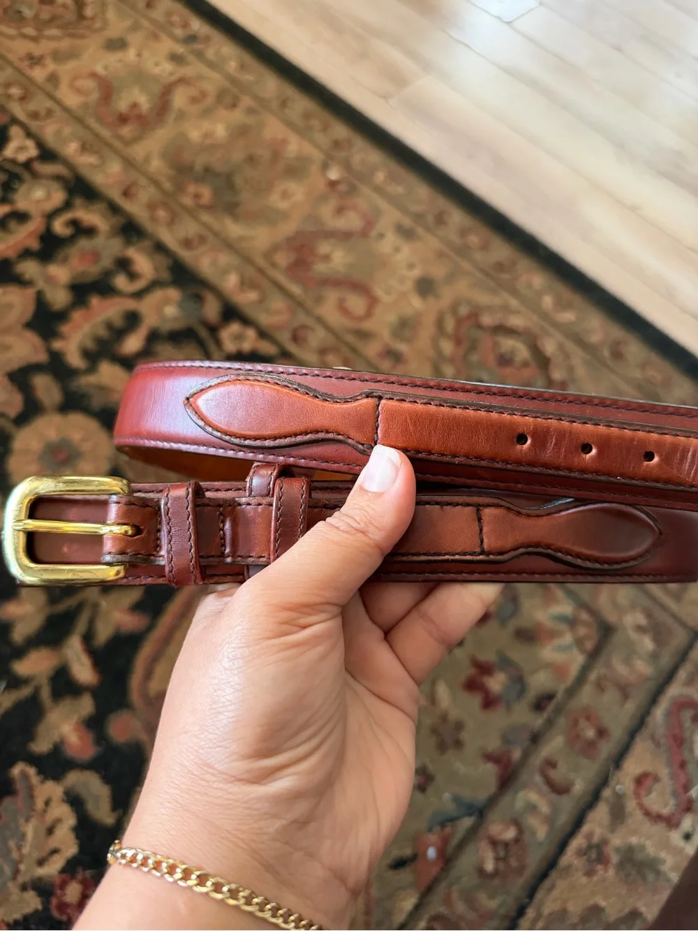 Cabela's Chestnut Brown Leather Belt with Brass Buckle